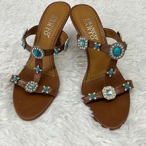 Franco Sarto turquoise gem heels sz 6.5